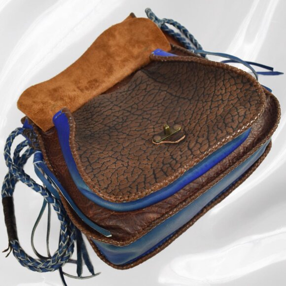 One of a Kind Handmade Leather Boho Crossbody Purse | Artisan Saddle Bag Purse - Picture 10 of 13